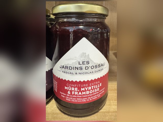 Confiture extra mûre, myrtille & framboise, Les Jardins d'Ossau