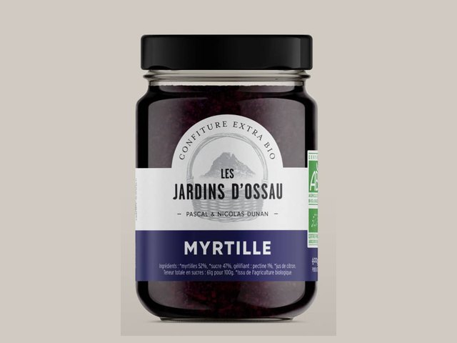 Confiture extra bio myrtille, Les Jardins d'Ossau