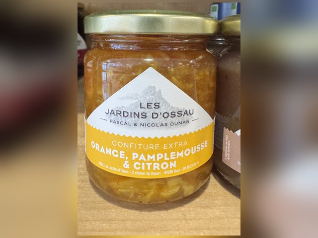 Confiture extra orange, pamplemousse & citron, Les Jardins d'Ossau